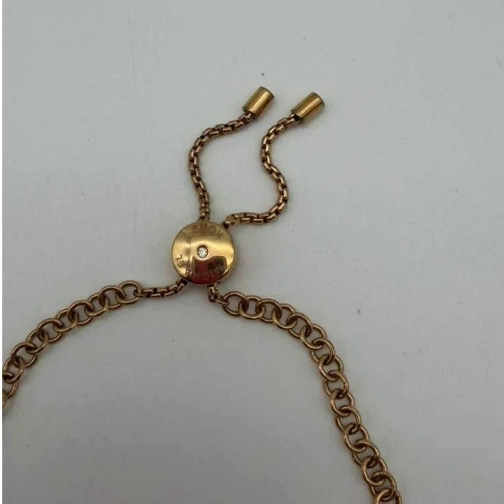 Michael Kors‎ Adjustable Gold Tone Charm Bracelet MK Logo Disc